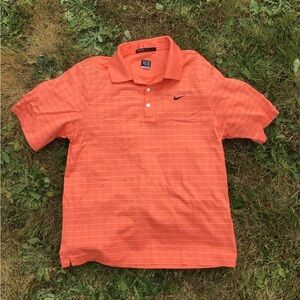 Nike Tiger Woods Collection FIT DRY Orange Striped Men’s Golf Polo Cotton Size M